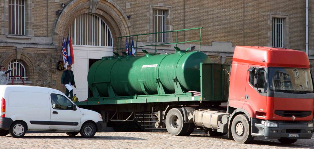 A tanker load of freshly pressed juice arrives at Pol Roger's winery in Epernay