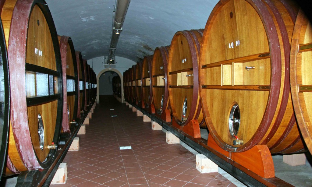 Casks containing reserve wine at Louis Roederer