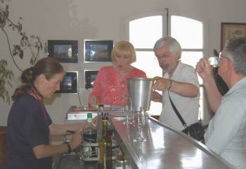 Tasting wine at Château Blanc